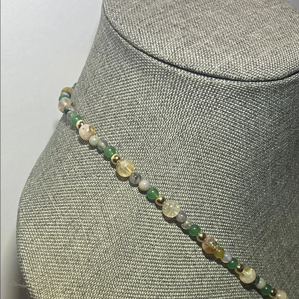 Handmade Moss Agate + Citrine + Green Aventurine Beaded Necklace * ✨